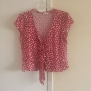 Red floral crop top